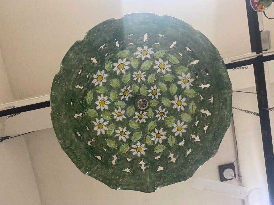 Lampadario con ciotola in ceramica e catena - diverse  misure Nino Parrucca