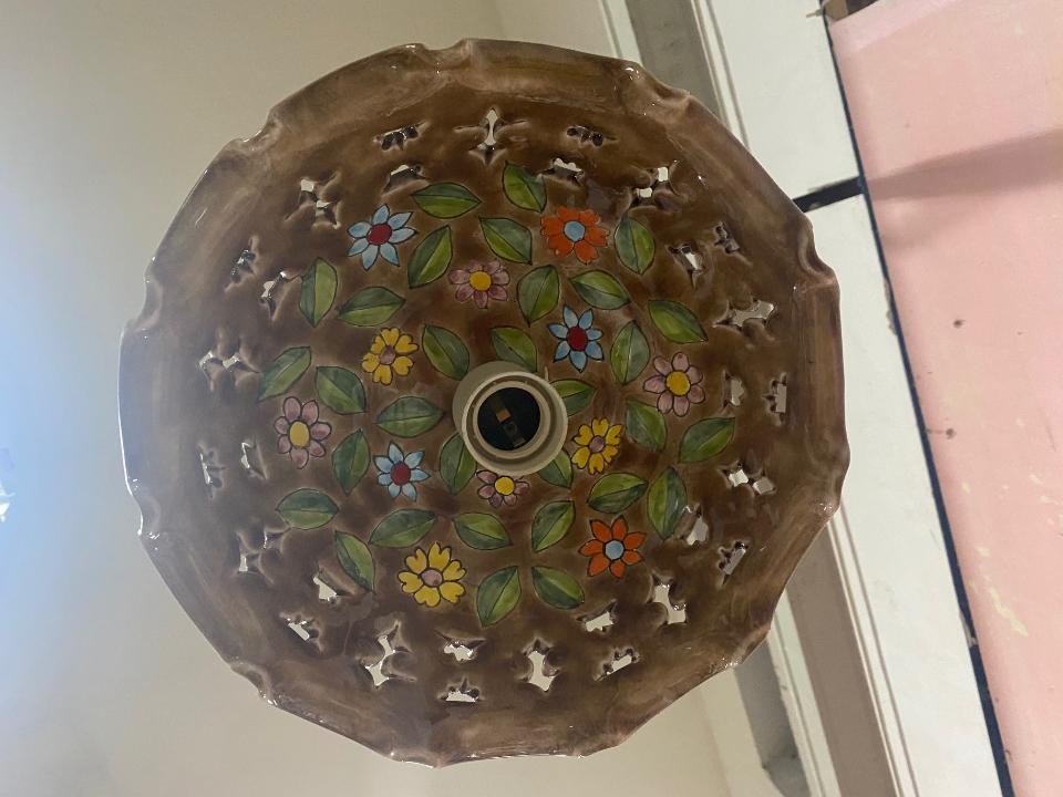 Lampadario con ciotola in ceramica e catena - diverse  misure Nino Parrucca