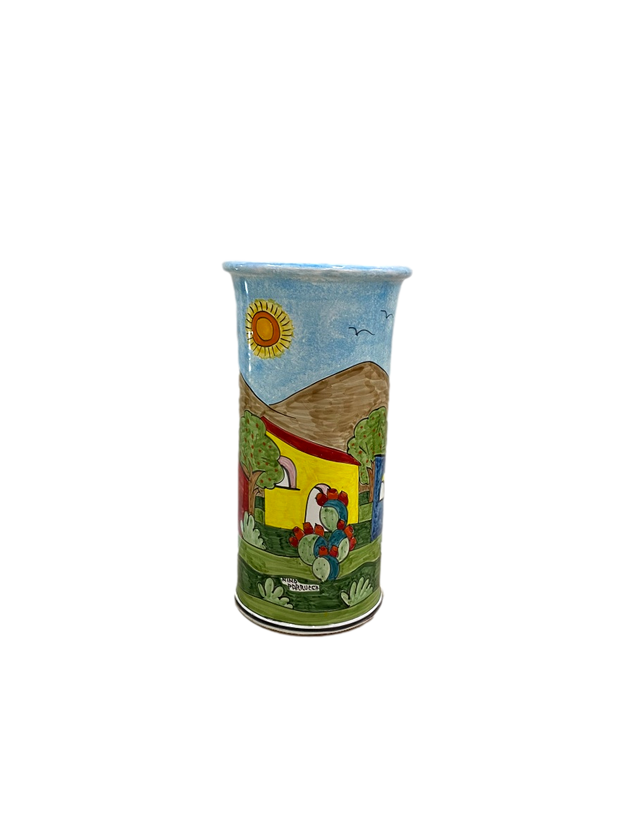 Portaombrelli cilindrico decoro Casette Nino Parrucca
