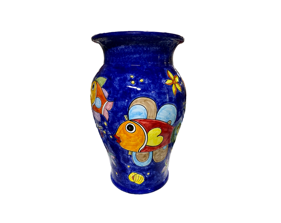 Portaombrelli ad anfora  Decoro Pesci fondo Blu Nino Parrucca