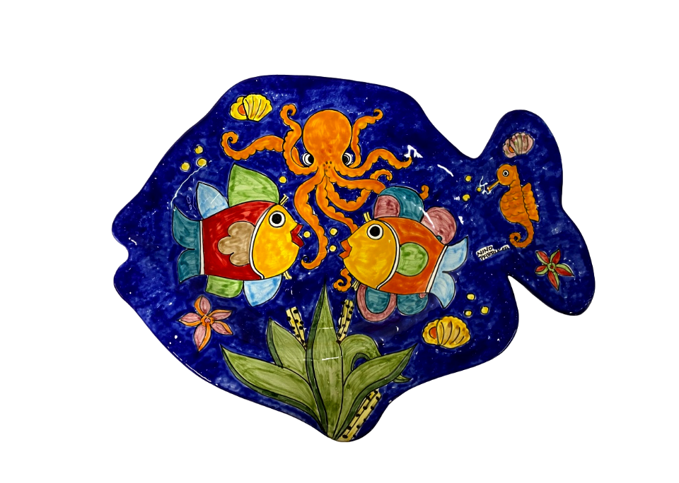 Piatto grande a forma di Pesce cm.52x41 Nino Parrucca