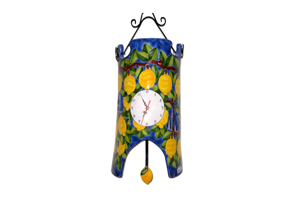Orologio a pendolo a forma di tegola in ceramica Nino Parrucca