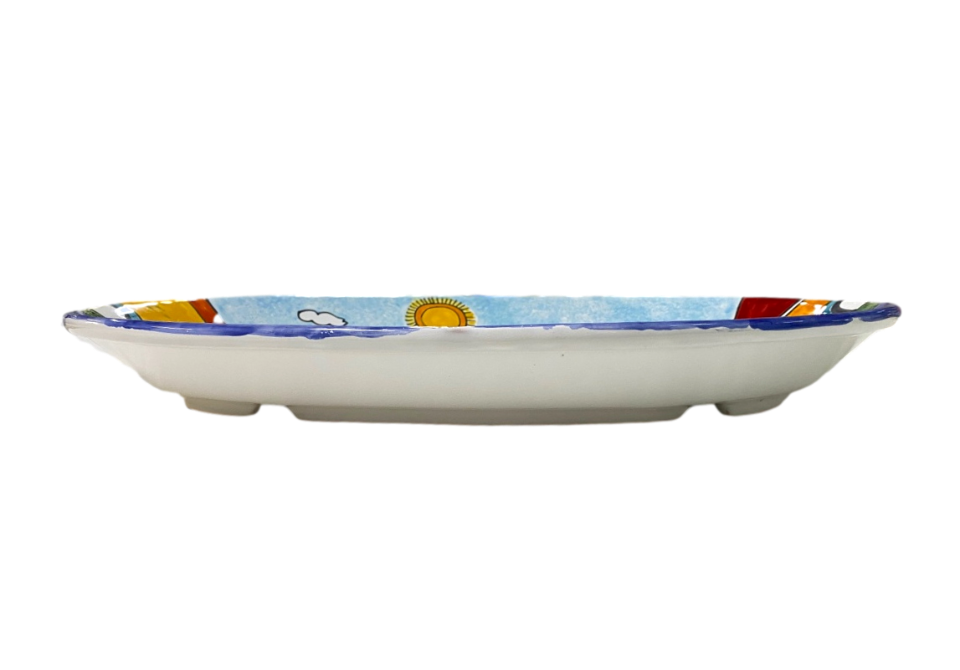 Piatto Ovale Grande 47x30 cm decoro Paesaggio con mare Nino Parrucca
