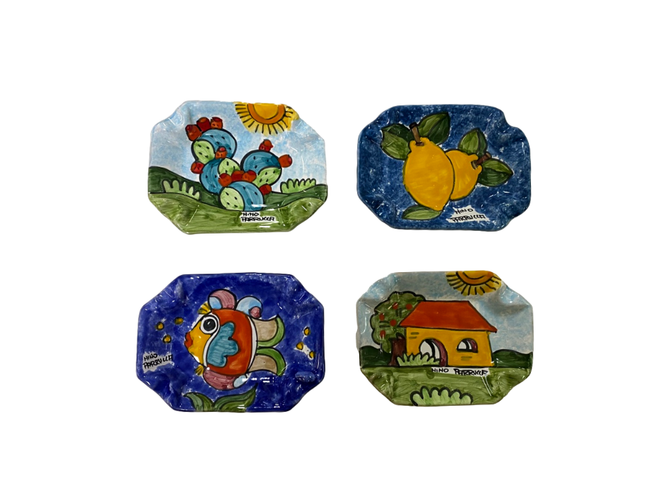 Posacenere rettangolare vari decori Nino Parrucca