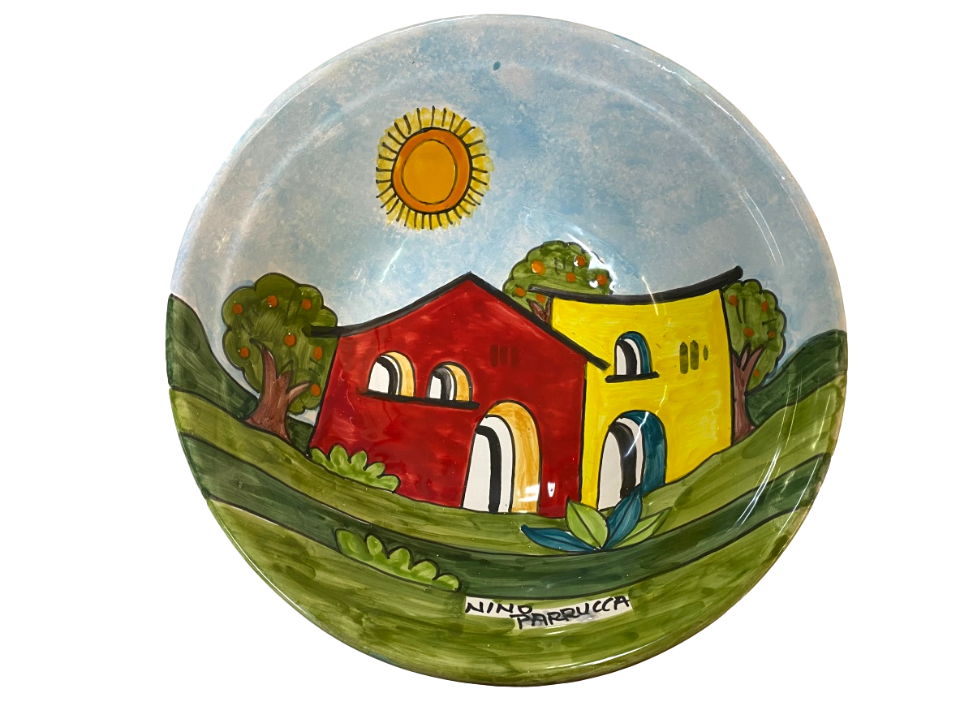 Insalatiere / Ciotole  Paesaggio di casette - Art.55 - 57 - 59 in ceramica Nino Parrucca