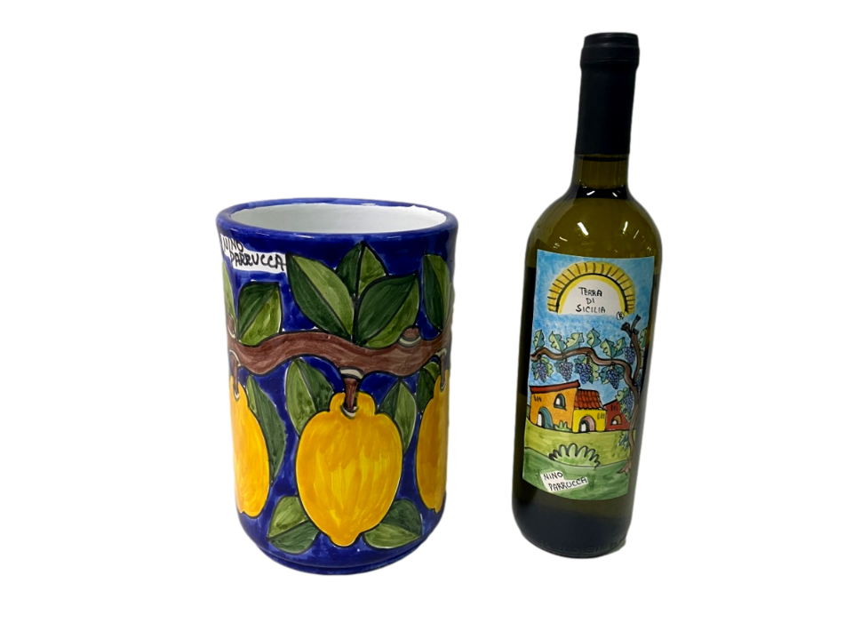 Cilindro porta bottiglie in ceramica Nino Parrucca
