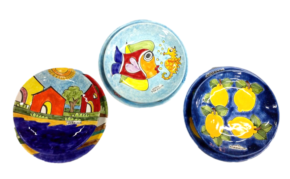 Set Posto Tavola Limoni fondo azzurro Nino Parrucca