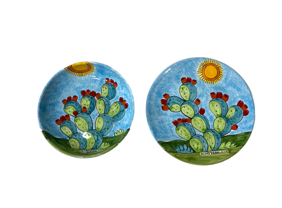 Set Posto Tavola 146B + 147 Pale di fichi d'india Nino Parrucca
