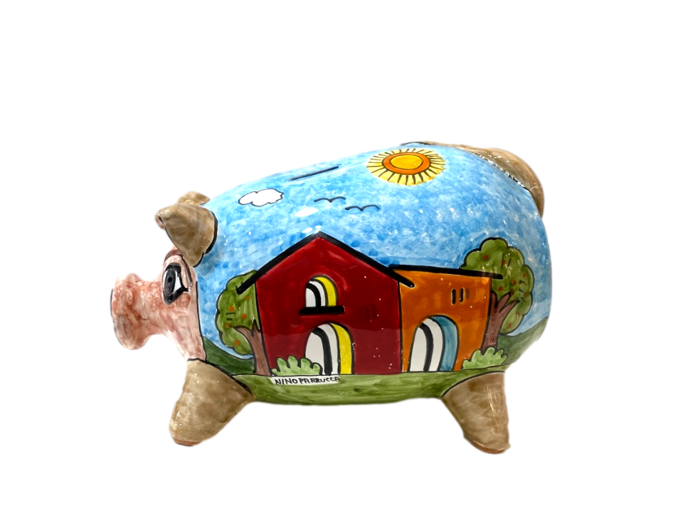Salvadanaio  Maialino Grande Nino Parrucca