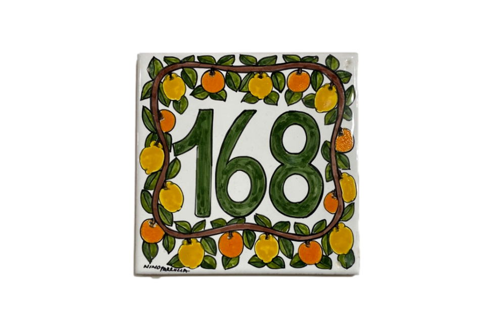 Piastrella personalizzata in ceramica decoro Ramo di Limoni e Arance Nino Parrucca