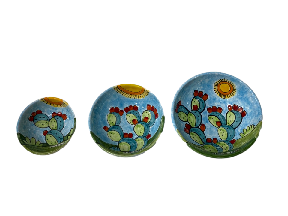 Ciotole varie misure Pale di Fichi D'india - Art.51 - 53/a - 53 in ceramica Nino Parrucca