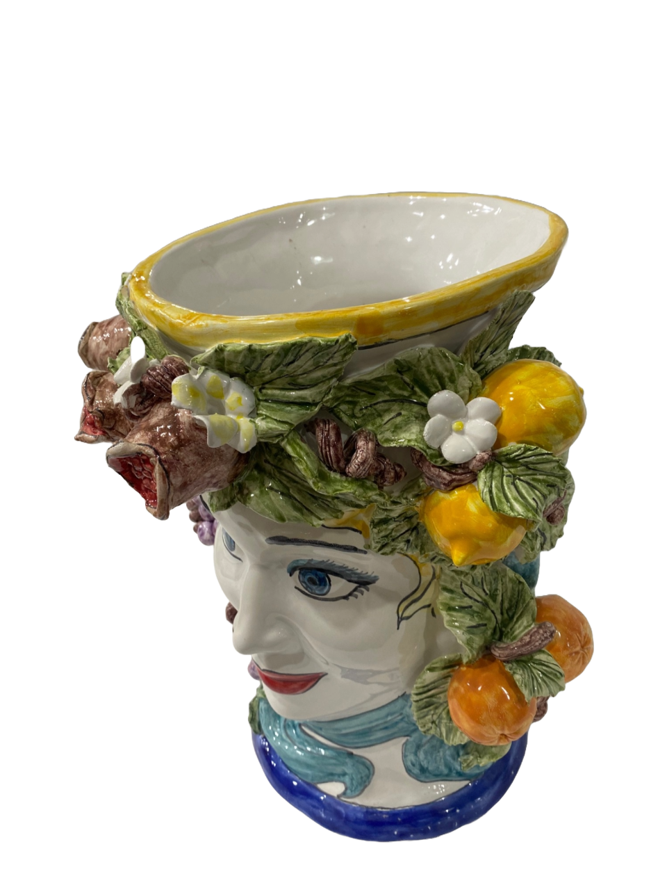 Teste di Moro H.cm.34 con frutta in ceramica Nino Parrucca