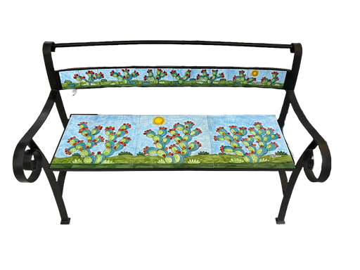 Panchina 3 Posti in ferro con braccioli - Fichi d'India Nino Parrucca