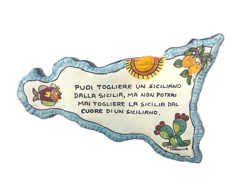 Piastrella a forma di Sicilia - Nostalgia di Casa Nino Parrucca