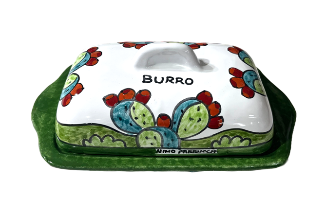 Burriera rettangolare CM.26X11 Vari Decori Nino Parrucca in ceramica