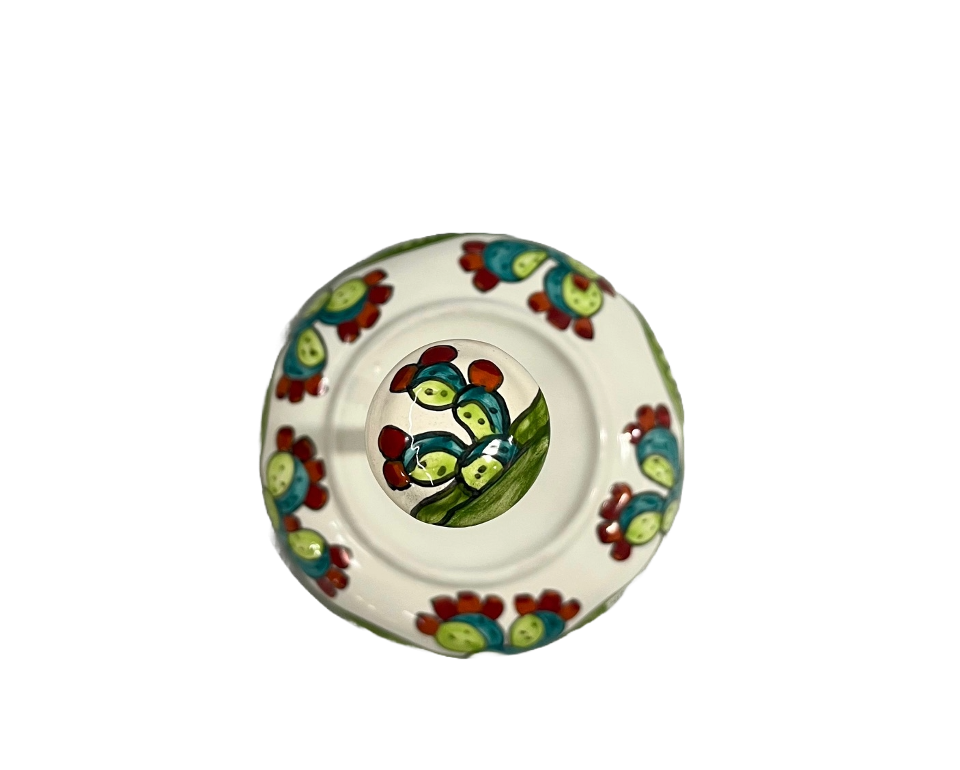 Portascottex decoro pale fondo bianco Nino Parrucca in ferro e ceramica