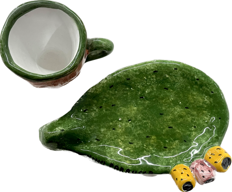 Tazzina con Piattino Fico d'india Nino Parrucca in ceramica