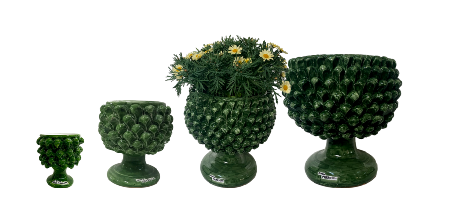 Mezza Pigna in ceramica Verde Scuro Nino Parrucca