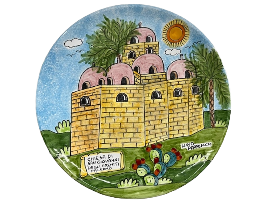 Piatto Unesco - Chiesa di San Giovanni degli eremiti Nino Parrucca in ceramica