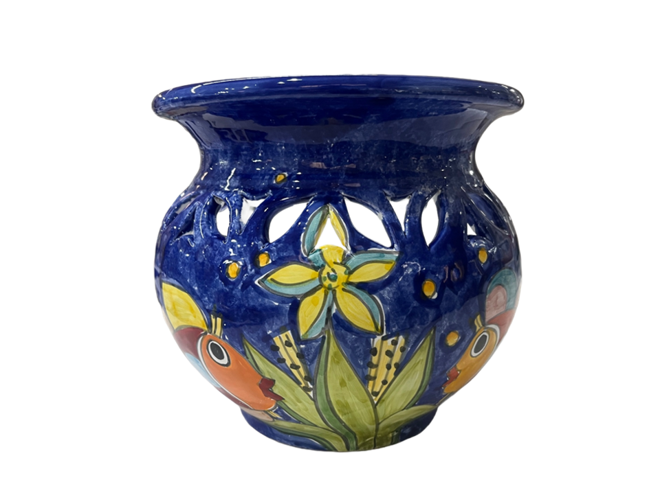 Cachepot Traforato Pesci e Polpo in ceramica Nino Parrucca