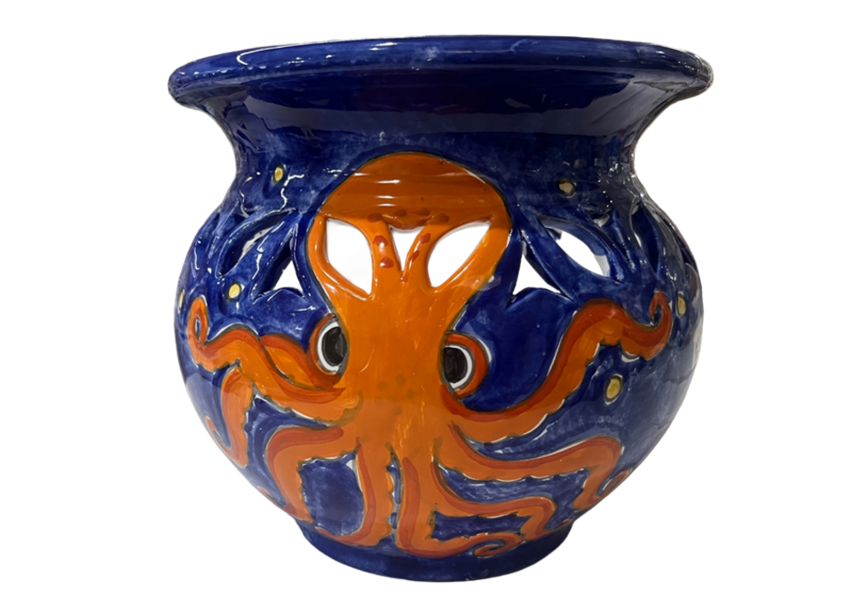 Cachepot Traforato Pesci e Polpo in ceramica Nino Parrucca