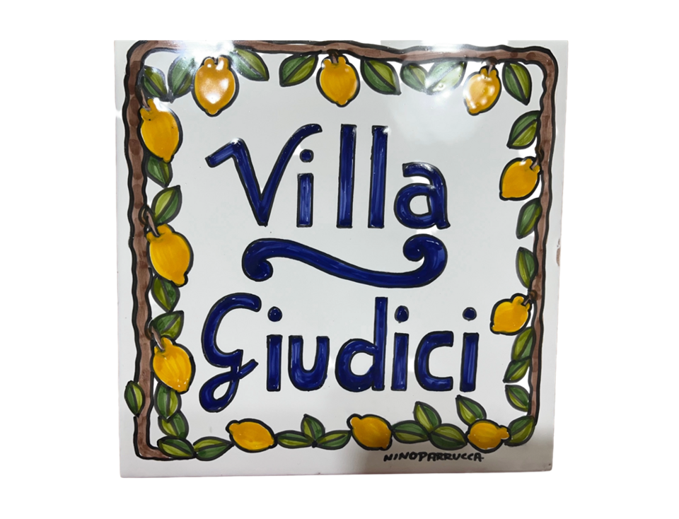 Piastrella personalizzata ramo di limoni Nino Parrucca in ceramica