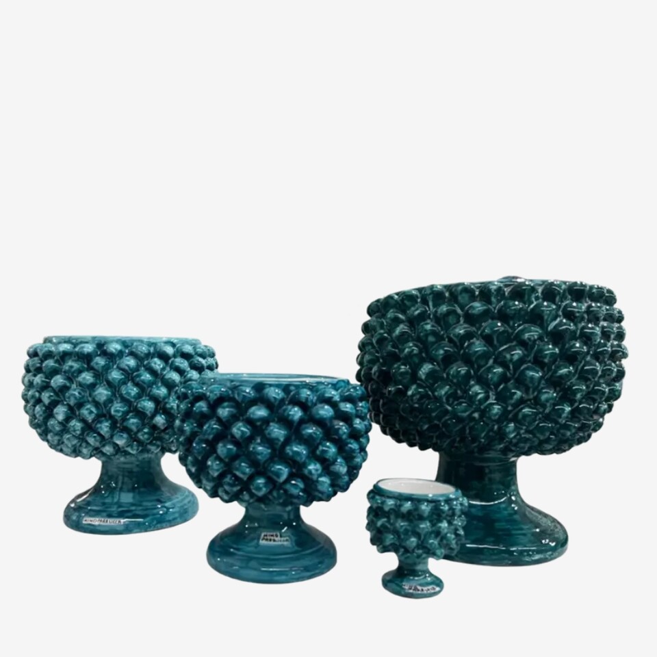 Mezza Pigna in ceramica Verde Smeraldo Nino Parrucca