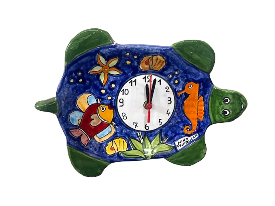 Orologio a forma di Tartaruga cm.31x20 Nino Parrucca in ceramica
