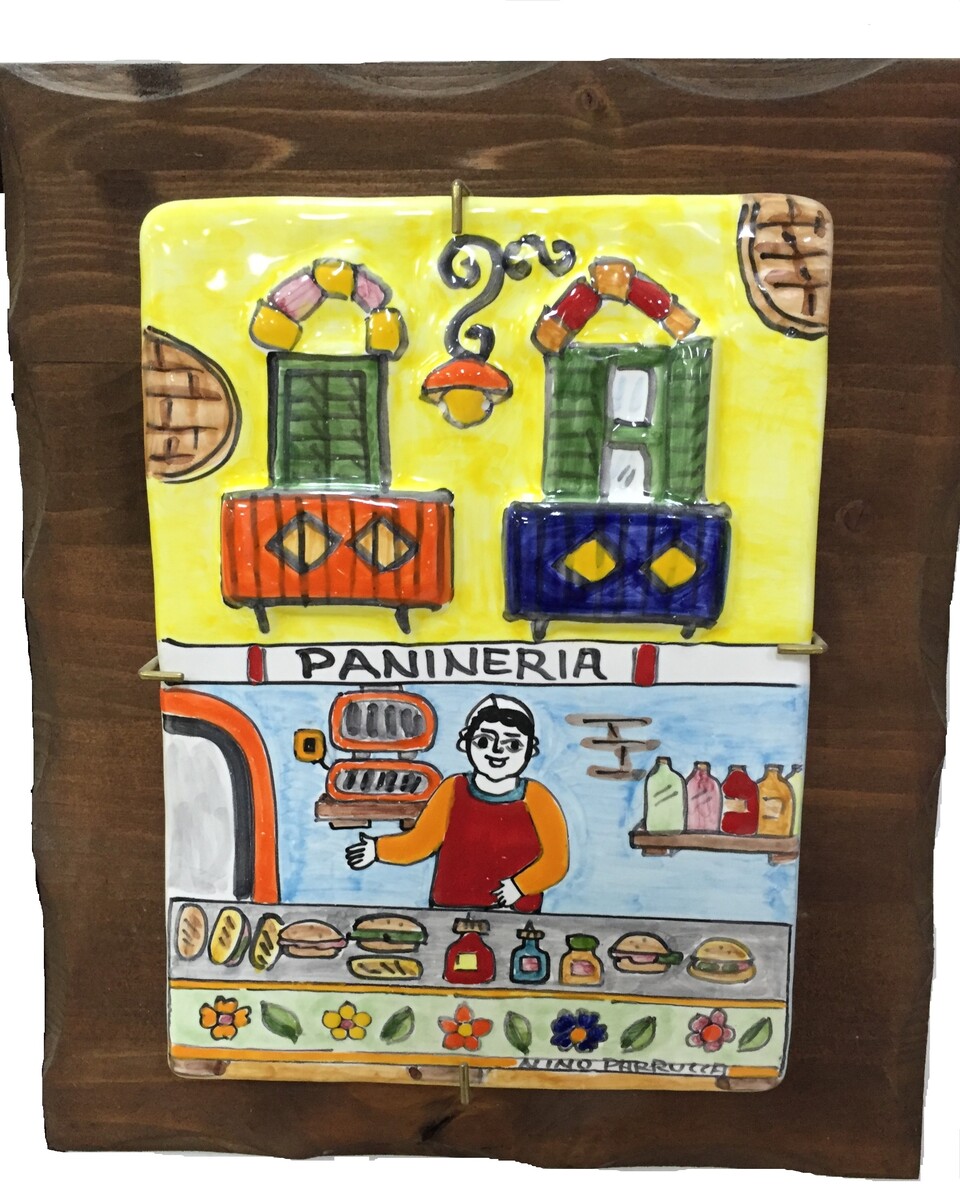 Targhe Mestiere a rilievo in ceramica e legno - Art.80/a Nino Parrucca