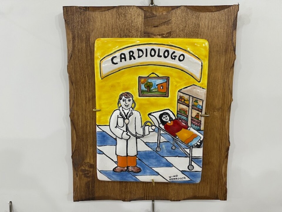 Targhe Mestiere a rilievo in ceramica e legno - Art.80/a Nino Parrucca