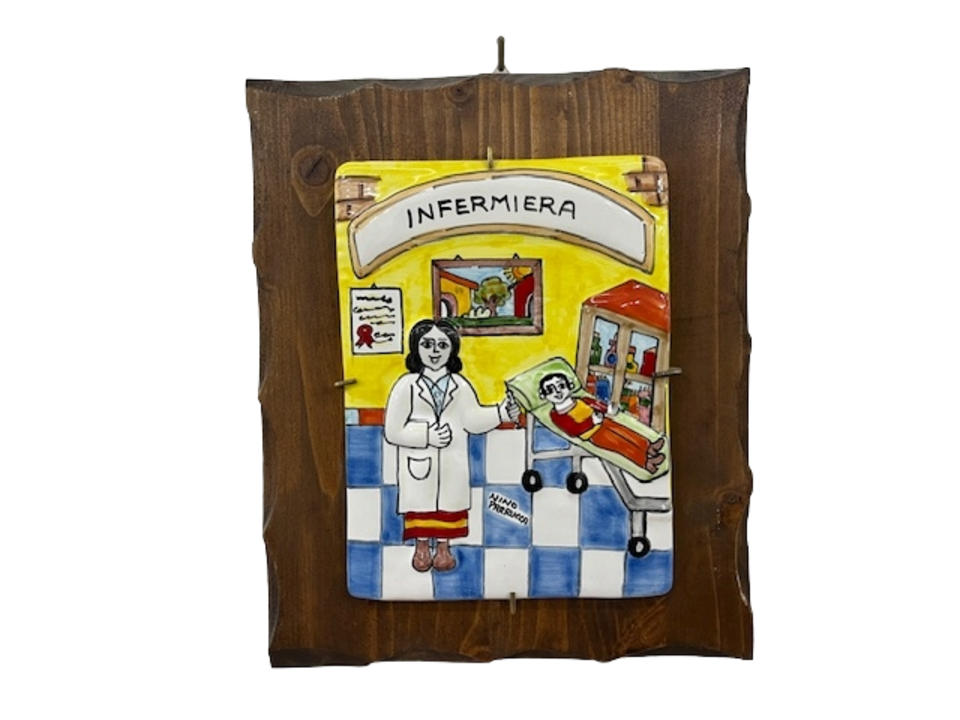 Targhe Mestiere a rilievo in ceramica e legno - Art.80/a Nino Parrucca