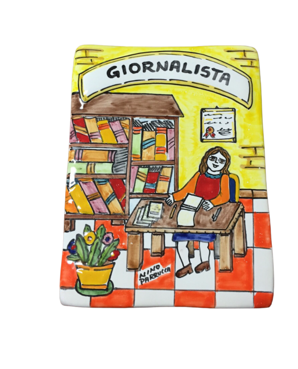 Targhe Mestiere a rilievo in ceramica e legno - Art.80/a Nino Parrucca