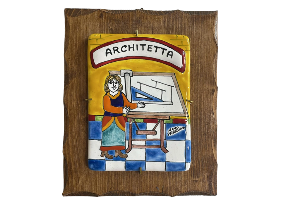 Targhe Mestiere a rilievo in ceramica e legno - Art.80/a Nino Parrucca