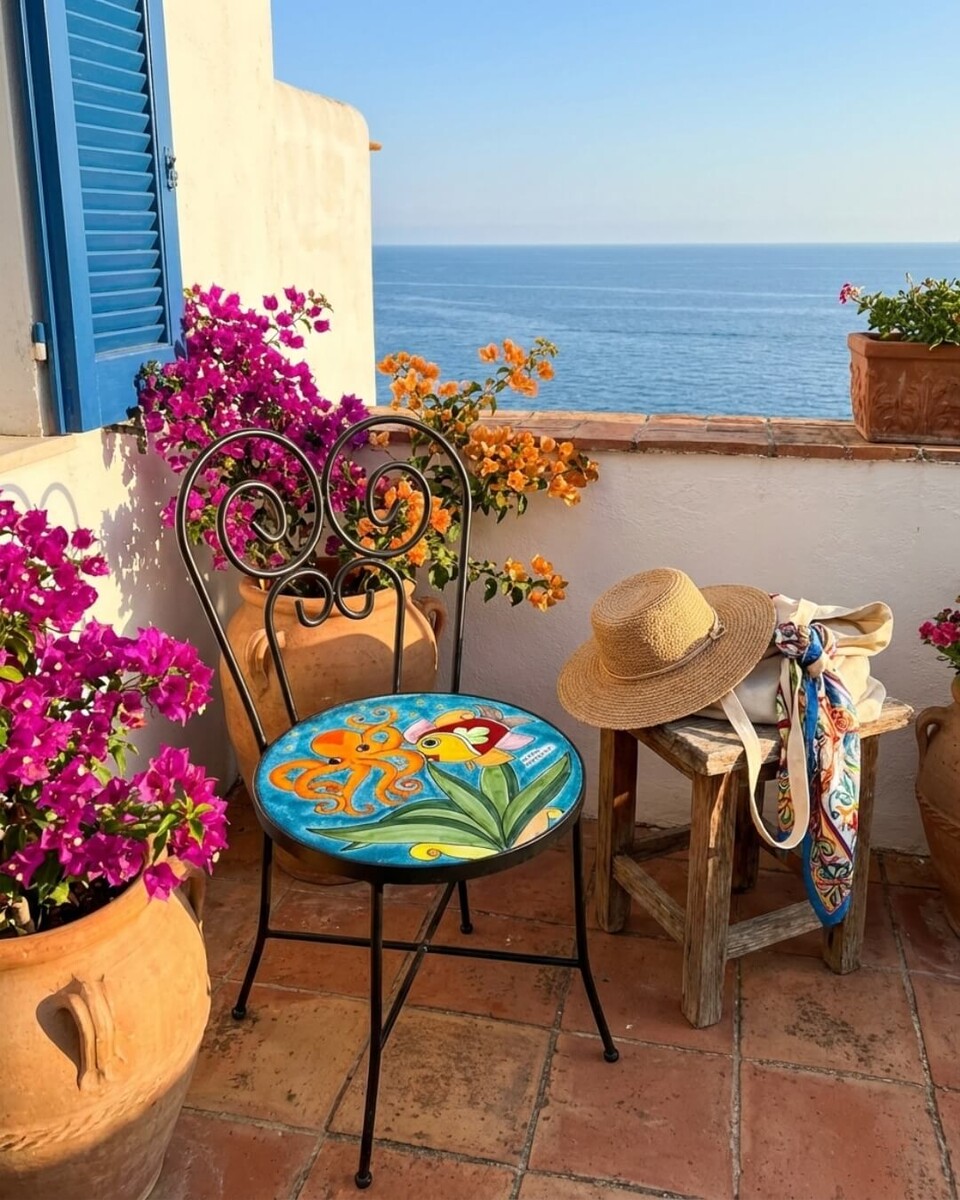 Sedia da giardino in ferro nero - Fondale Marino (verde smeraldo) Nino Parrucca