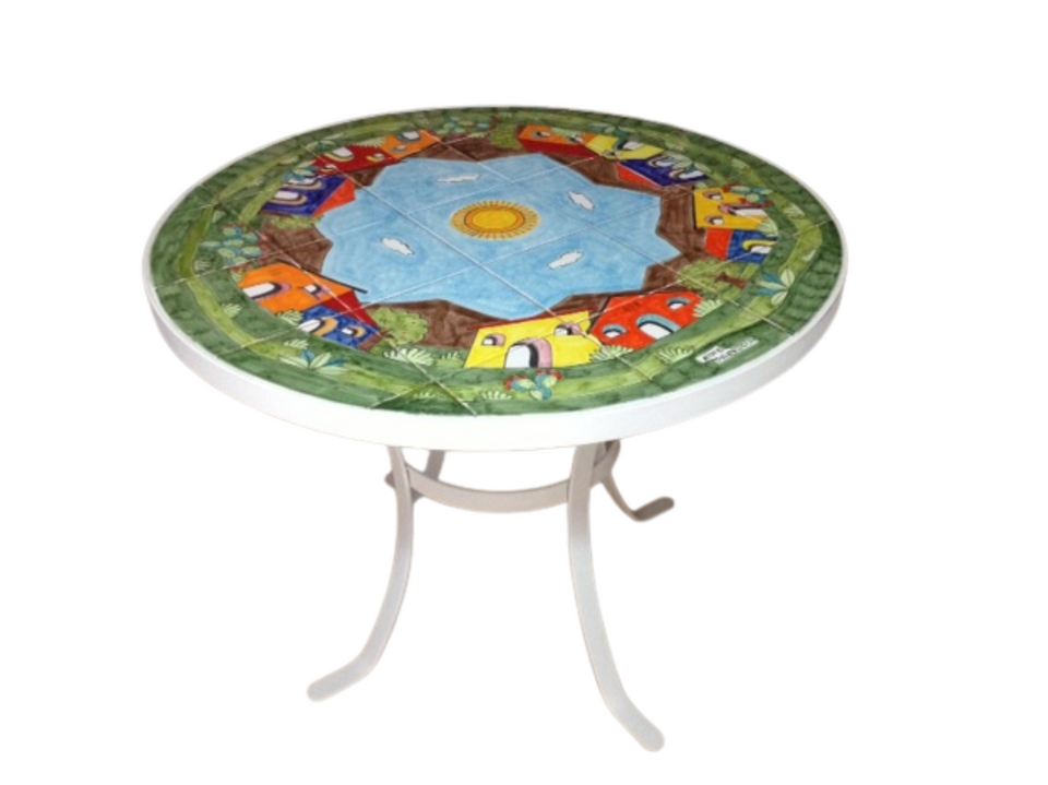 Tavolo rotondo da giardino 100 in ferro bianco - Casette Nino Parrucca