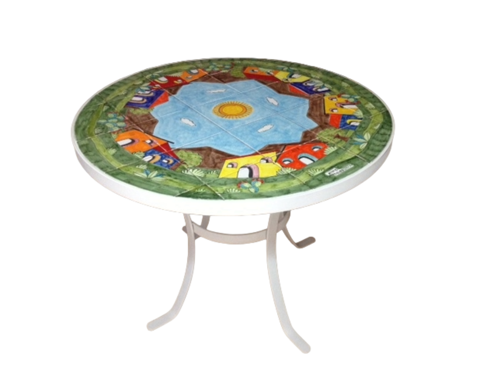 Tavolo rotondo d.cm.100 - Casette Nino Parrucca in ferro e ceramica