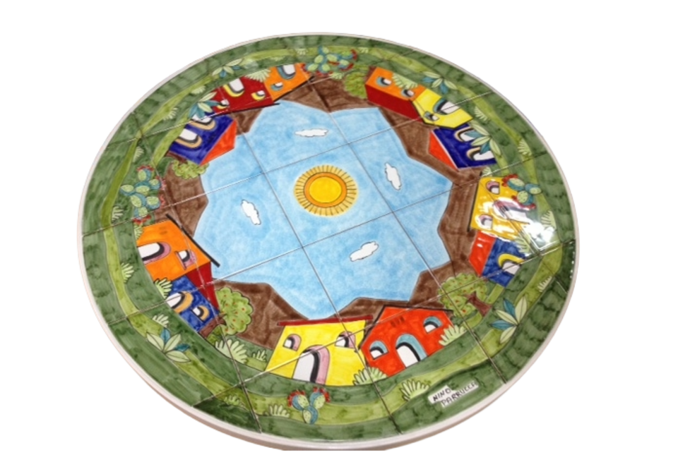 Tavolo rotondo d.cm.100 - Casette Nino Parrucca in ferro e ceramica