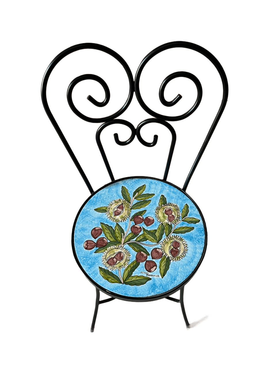 Sedia Rotonda d.cm.39 - Castagne Nino Parrucca in ferro e ceramica