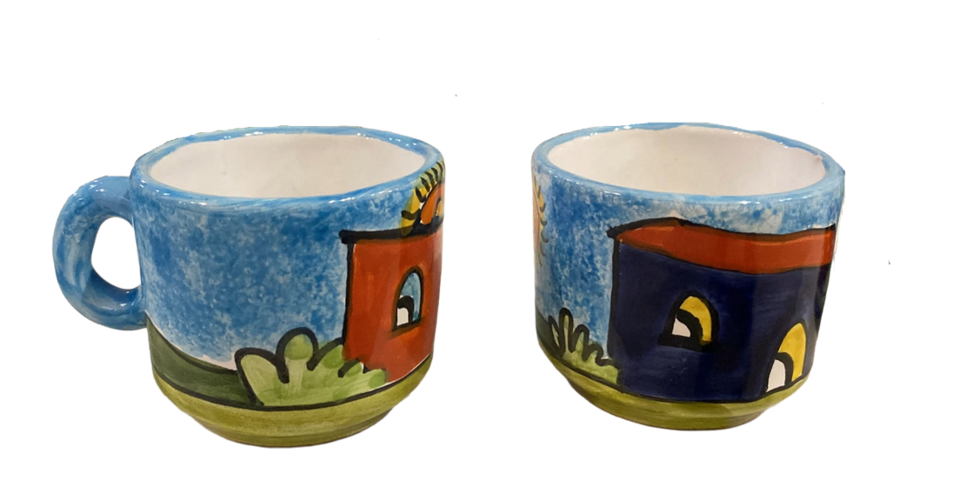 Tazzina da caffè senza piattino decoro Paesaggio di casette Nino Parrucca