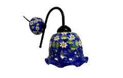 Lampioncino  con supporto in ferro - MARGHERITE FONDO BLU Nino Parrucca