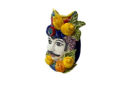 TESTA DI MORO con Frutta altorilievo in ceramica Nino Parrucca
