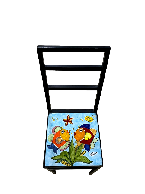 SET Tavolo con 4 Sedie Fondale marino celeste Nino Parrucca