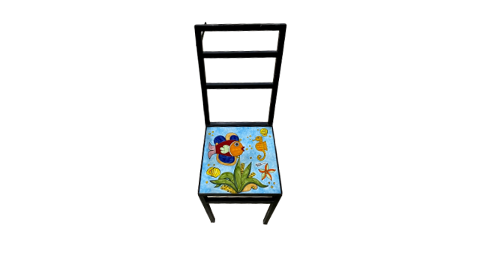 SET Tavolo con 4 Sedie Fondale marino celeste Nino Parrucca