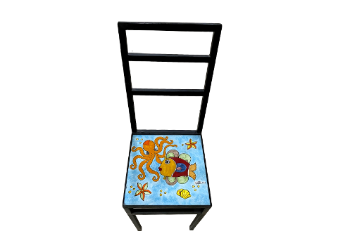 Set tavolo quadrato e sedie - Fondale marino celeste Nino Parrucca