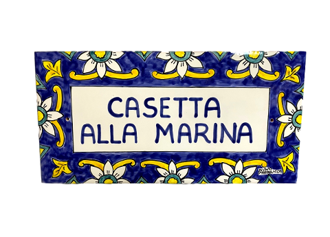 Piastrella cornice di fiori numero civico - cognomi Nino Parrucca