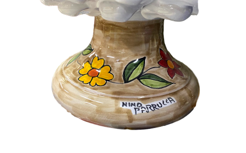 Lampada a Pigna  Bianca con piede decorato Nino Parrucca