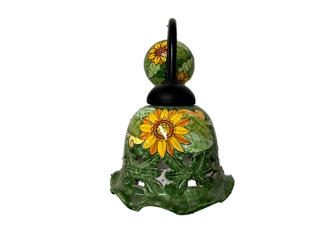 Lampioncino  con supporto in ferro - GIRASOLI FONDO VERDE Nino Parrucca