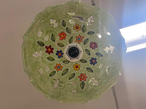 Lampadario con ciotola in ceramica Nino Parrucca e catena - diverse  misure