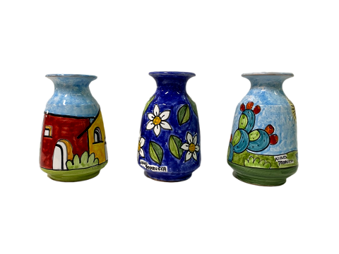 Fioriera collo stretto - vari decori in ceramica Nino Parrucca