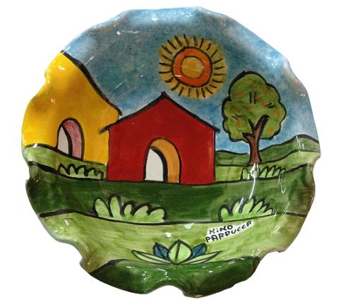 Fruttiera ad alzata misure varie in ceramica Nino Parrucca